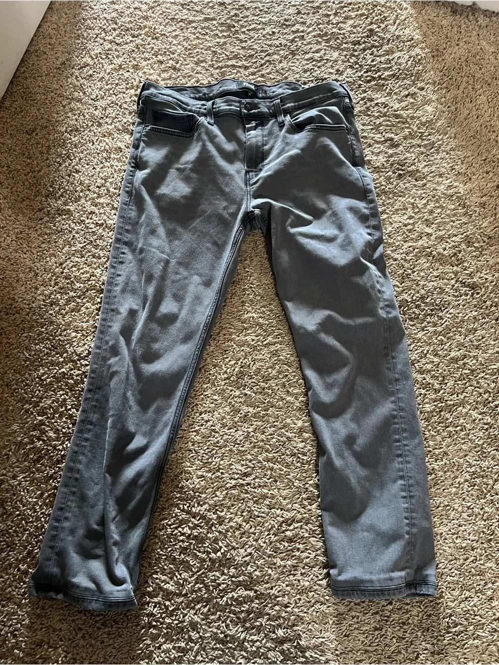 Paige Classic Straight-Leg Pants in Charcoal Gray
